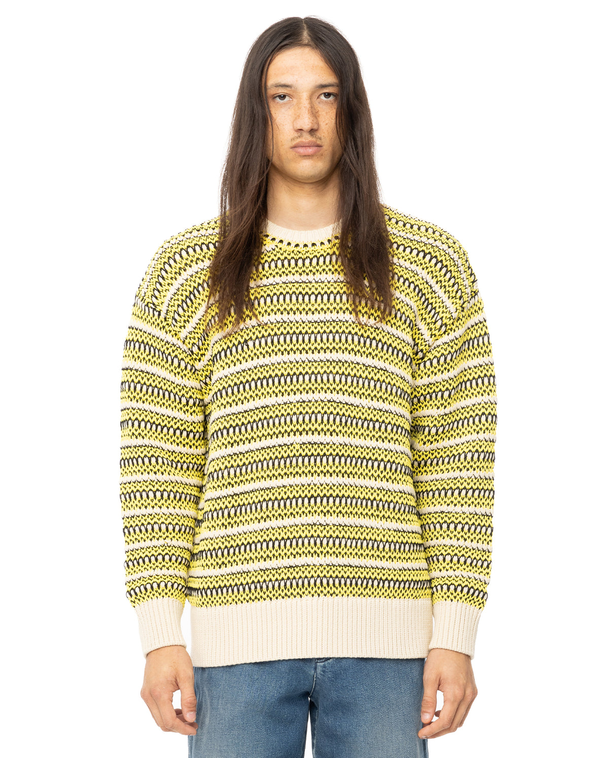 Hank Techno Summer Knit Crew Sweater - Yellow