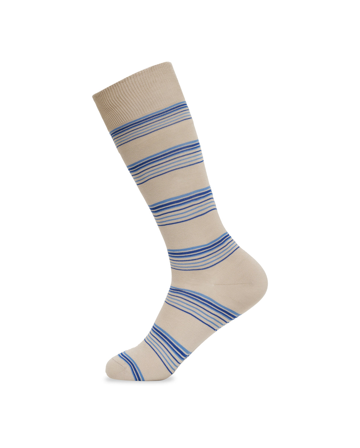 Striped Calf Length Socks - Grey/Blue