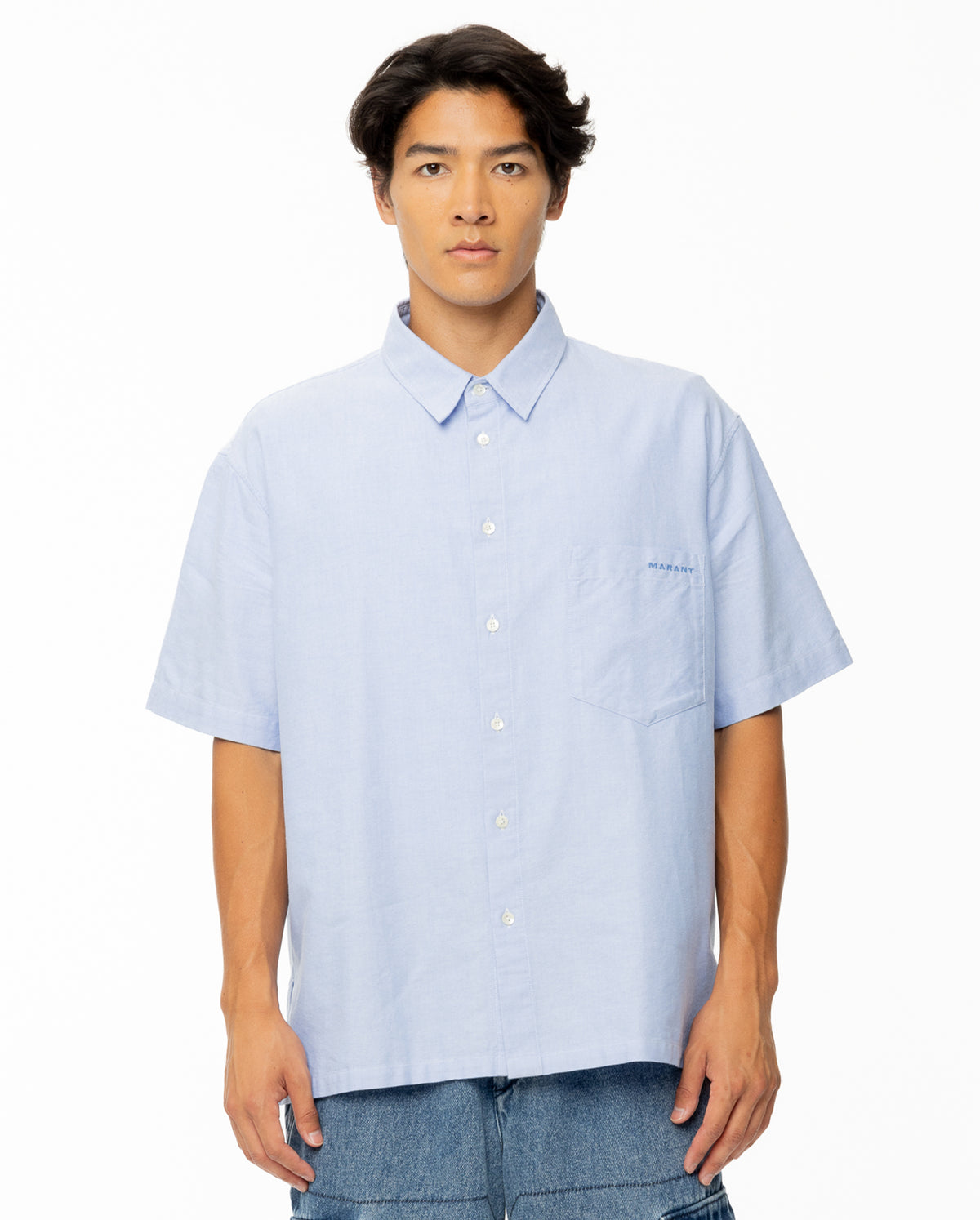Iggy Short Sleeve Button Up Shirt - Faded Blue