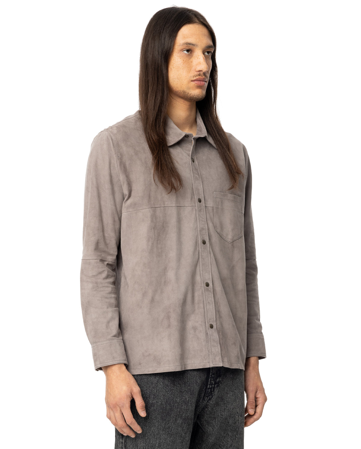 Suede Shirt Jacket - Grey