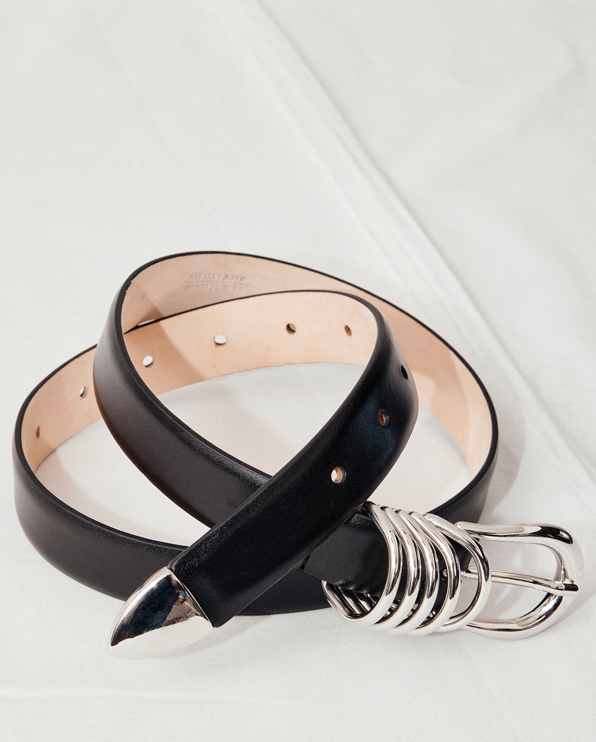 Hollyhock Leather Belt - Black/Silver