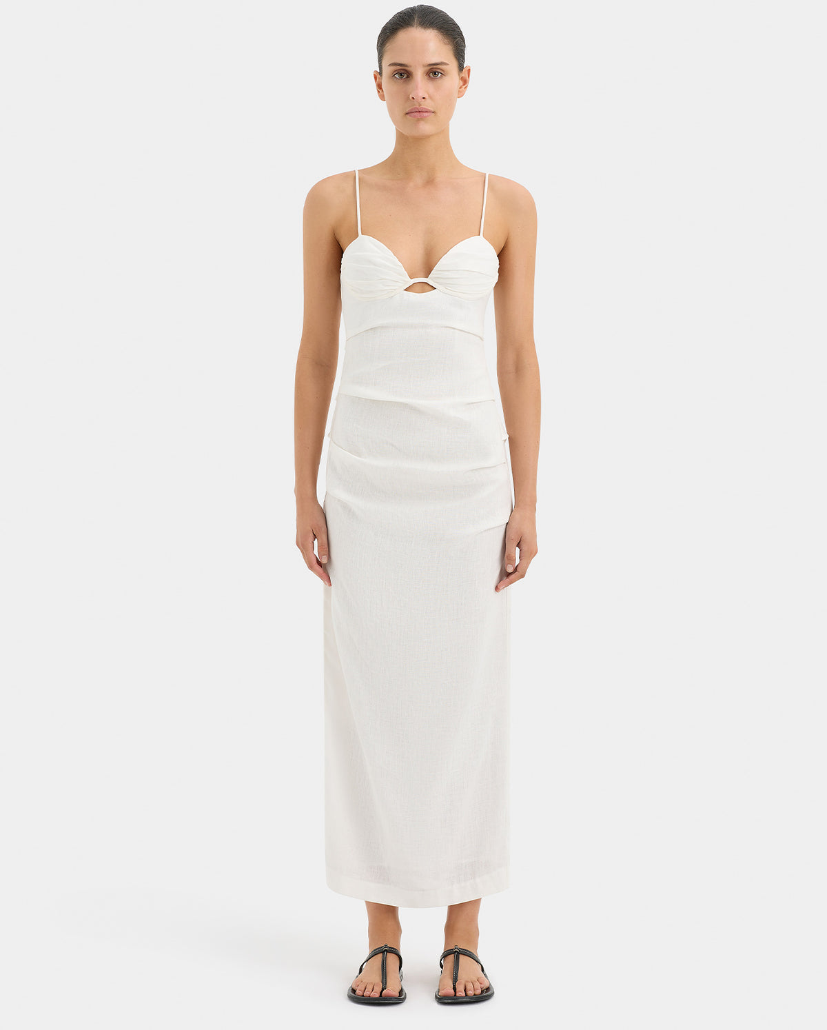 Noemi Balconette Midi Dress - White