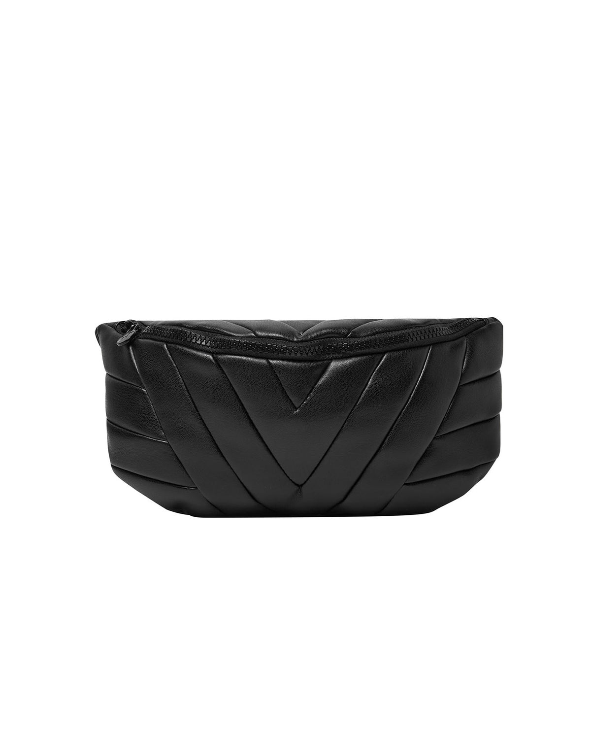 Oversize Faux Leather Bum Bag - Black