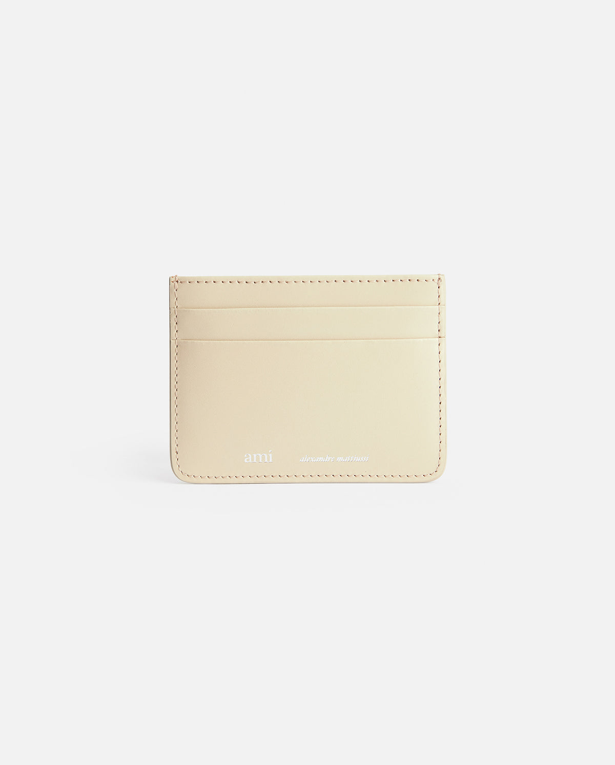 Ami Smooth Leather Card Holder - Cream