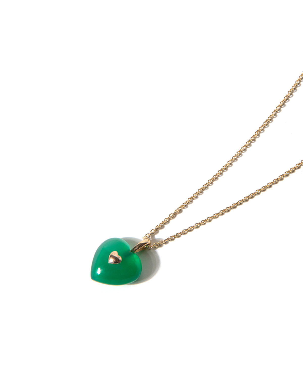 Very Vintage Green Chalcedony Heart Pendant Necklace