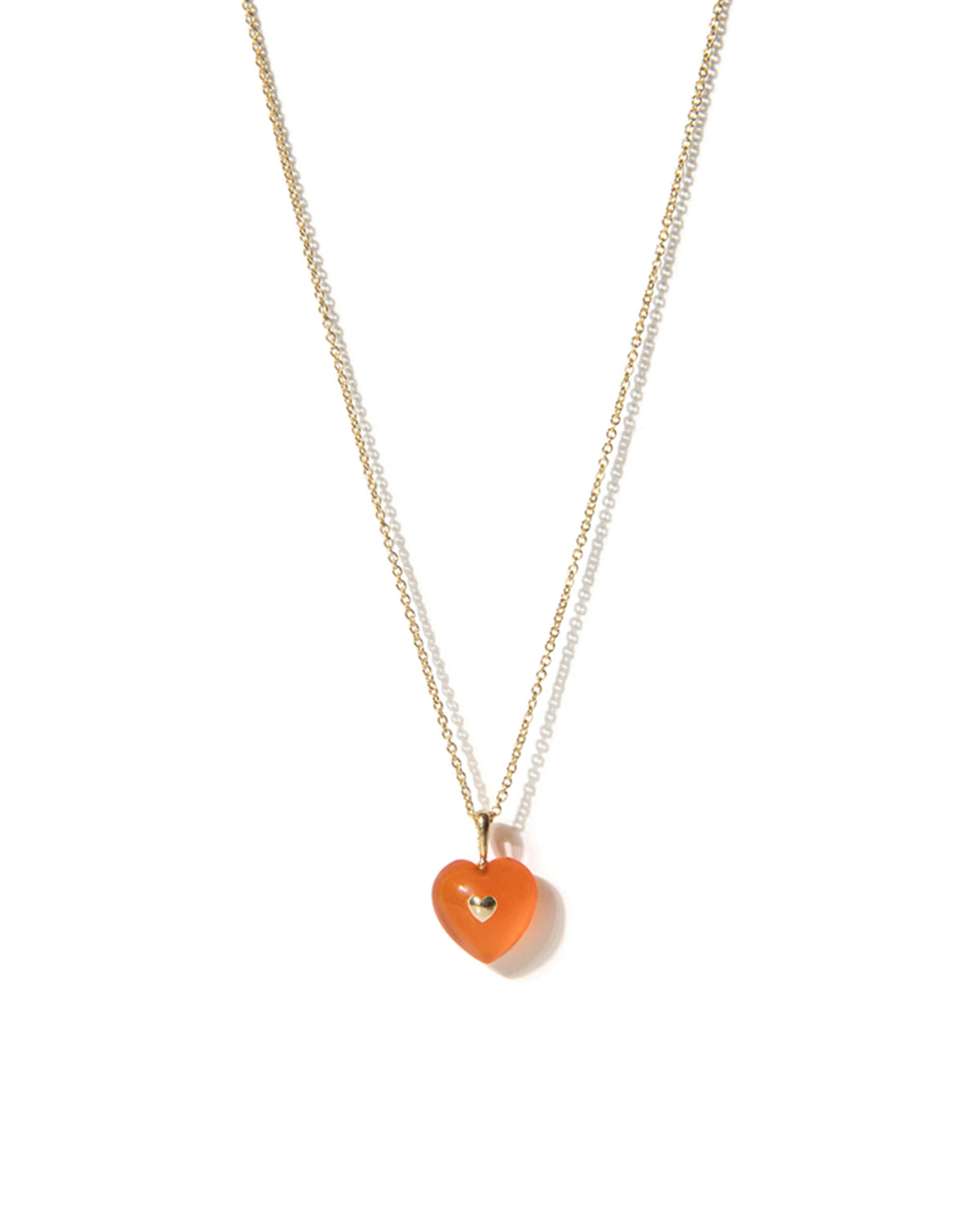 Very Vintage Orange Chalcedony Heart Pendant Necklace