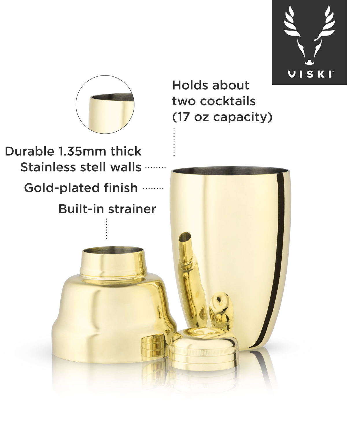 Gold Heavyweight Cocktail Shaker