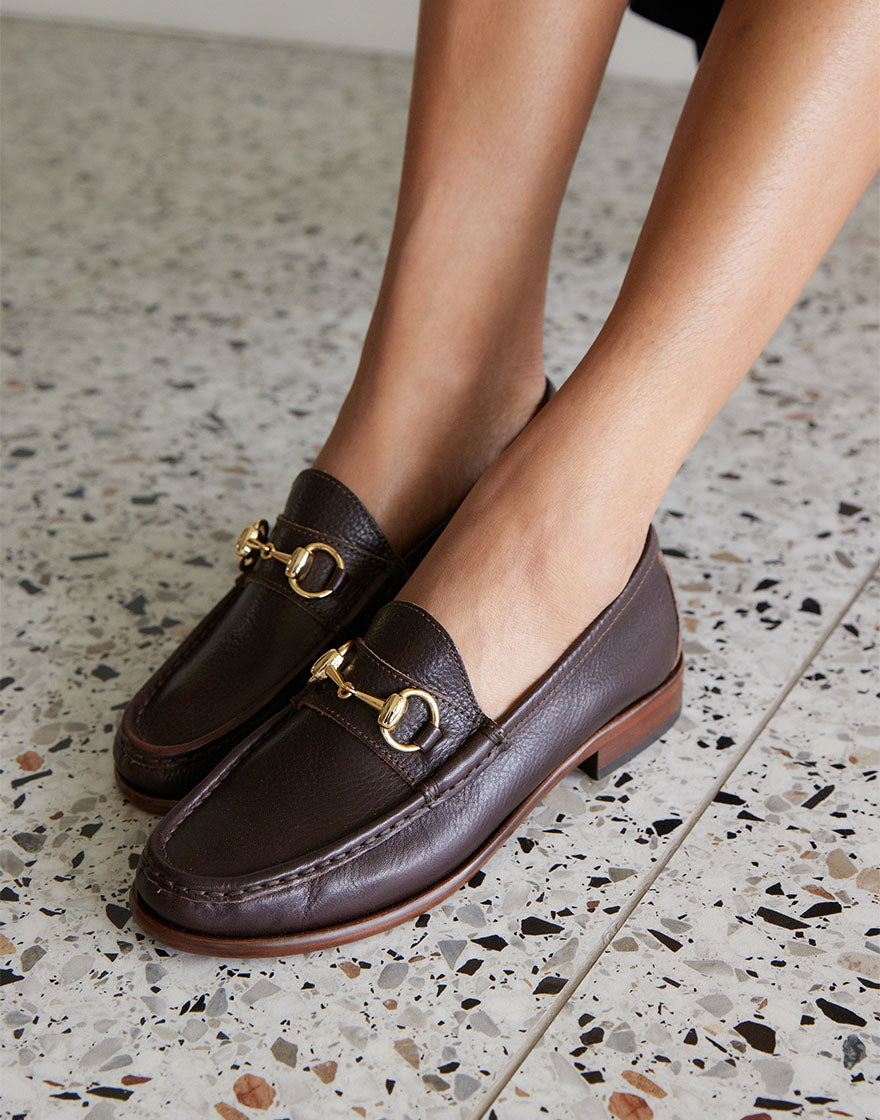 Brown loafers for gold detail