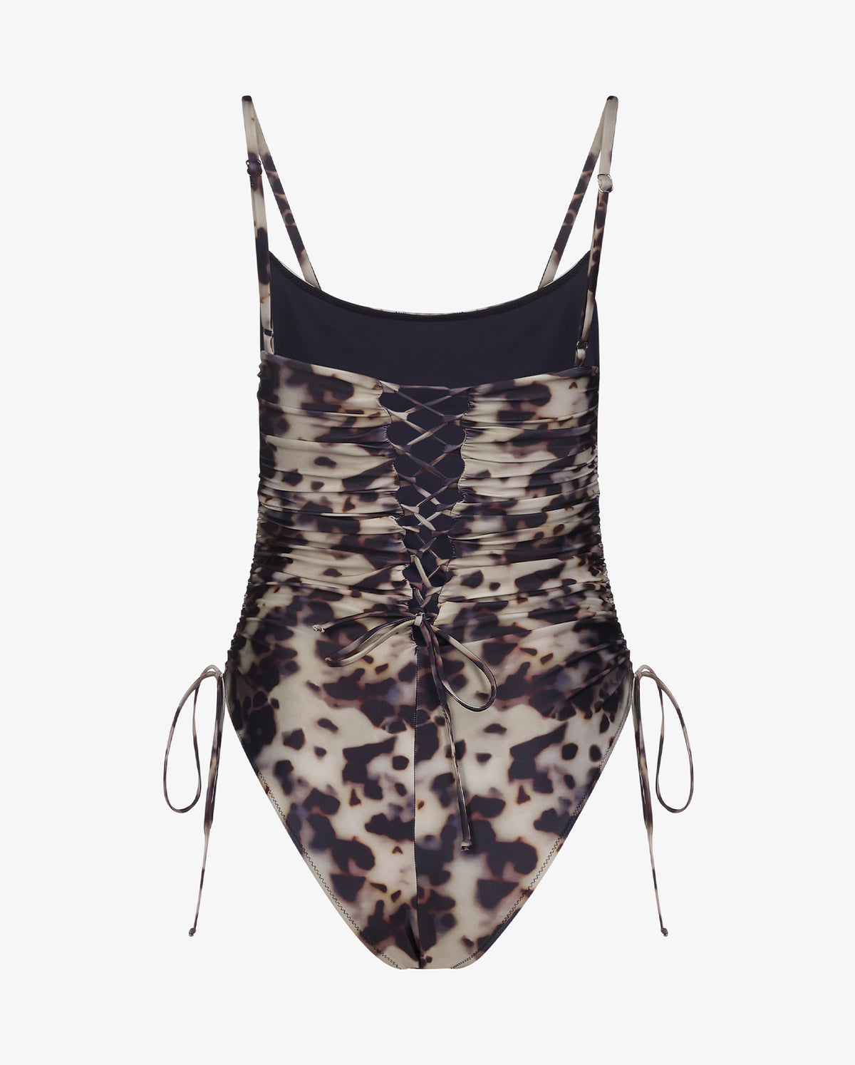Lace-Up Ruched One Piece In Tortoise