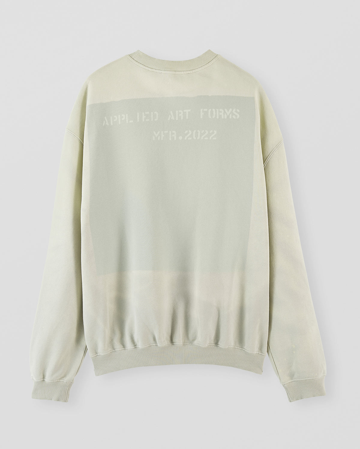 Crewneck Sweater With Faded Stencil Print - Ecru