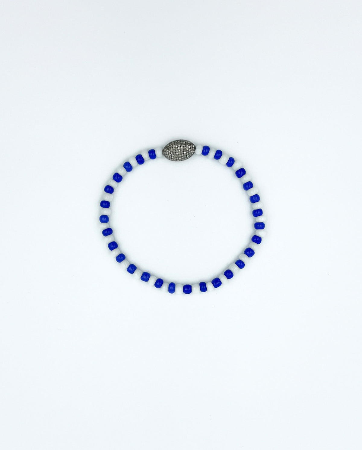 Large Diamond Beaded Bracelet - Vintage Blue/White