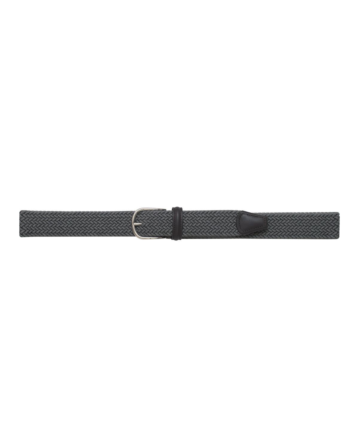 Solid Color Stretch Woven Belt - Grey