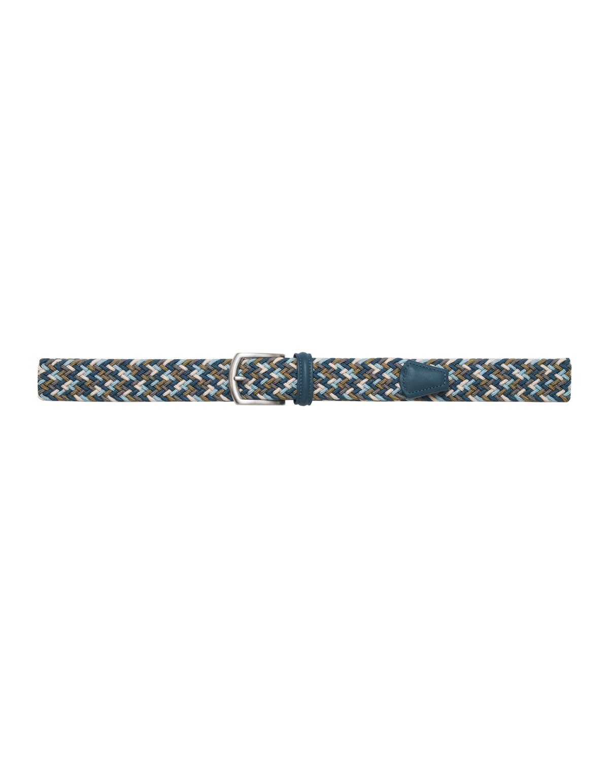 Multi Color Stretch Woven Belt - Blue Cream Multi