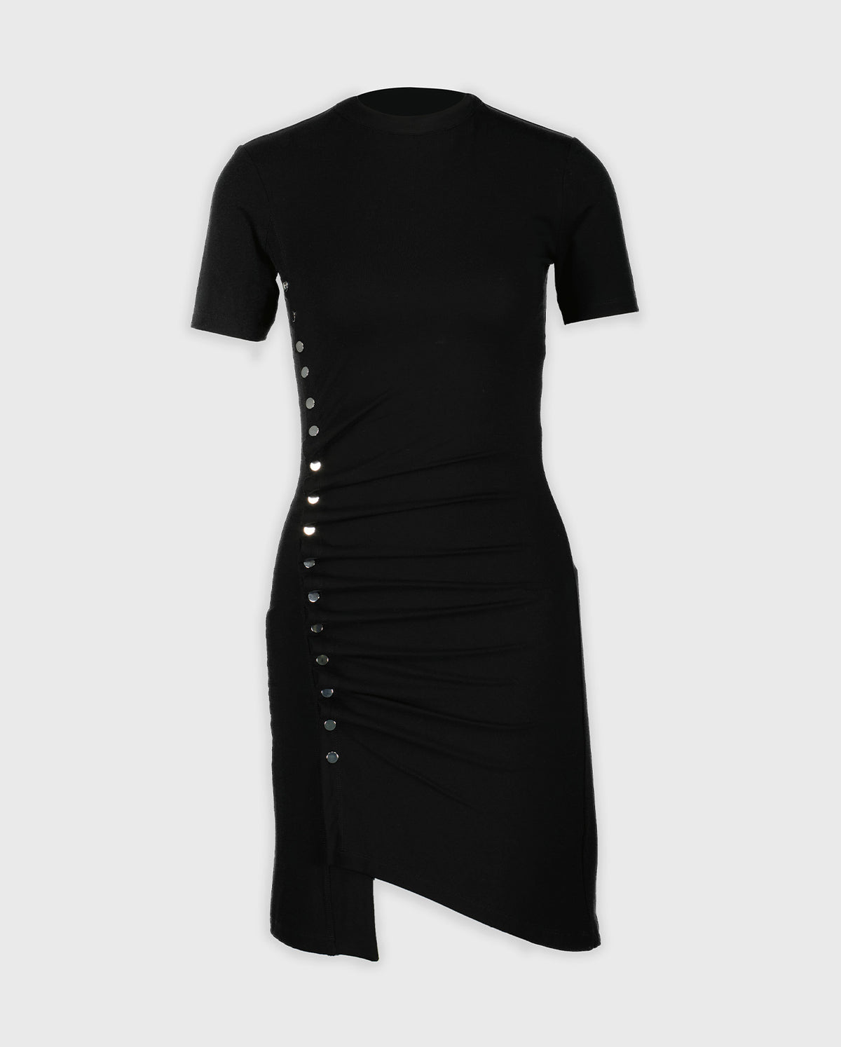 Black Drapé Pression Mini Dress
