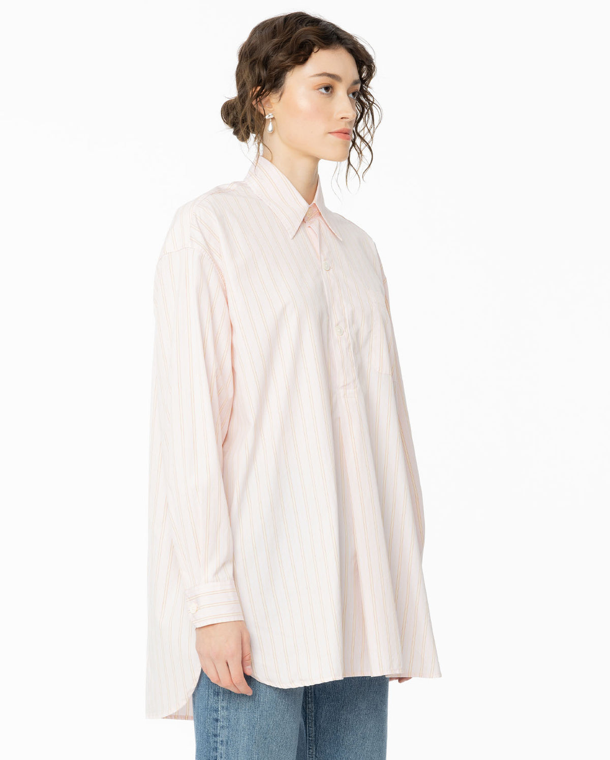 Popover Shirt - Pink Business Stripe