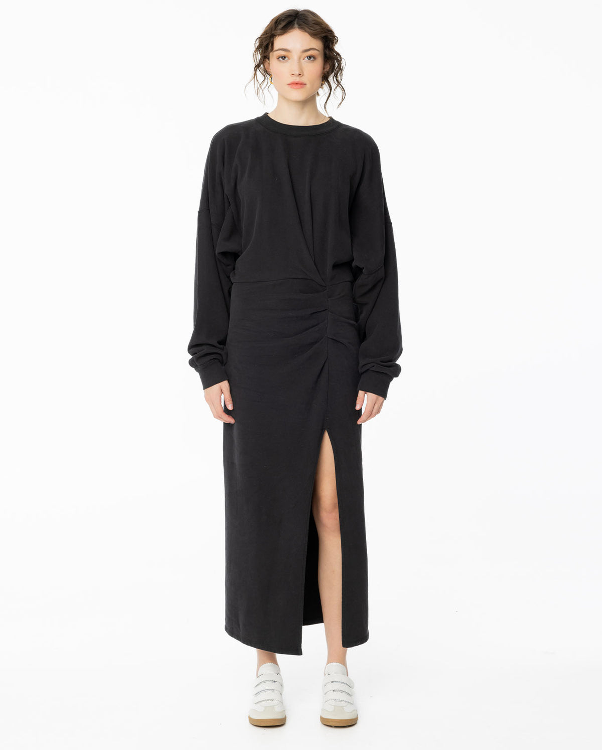 Salomon Drapey Sweatshirt Dress  - Black