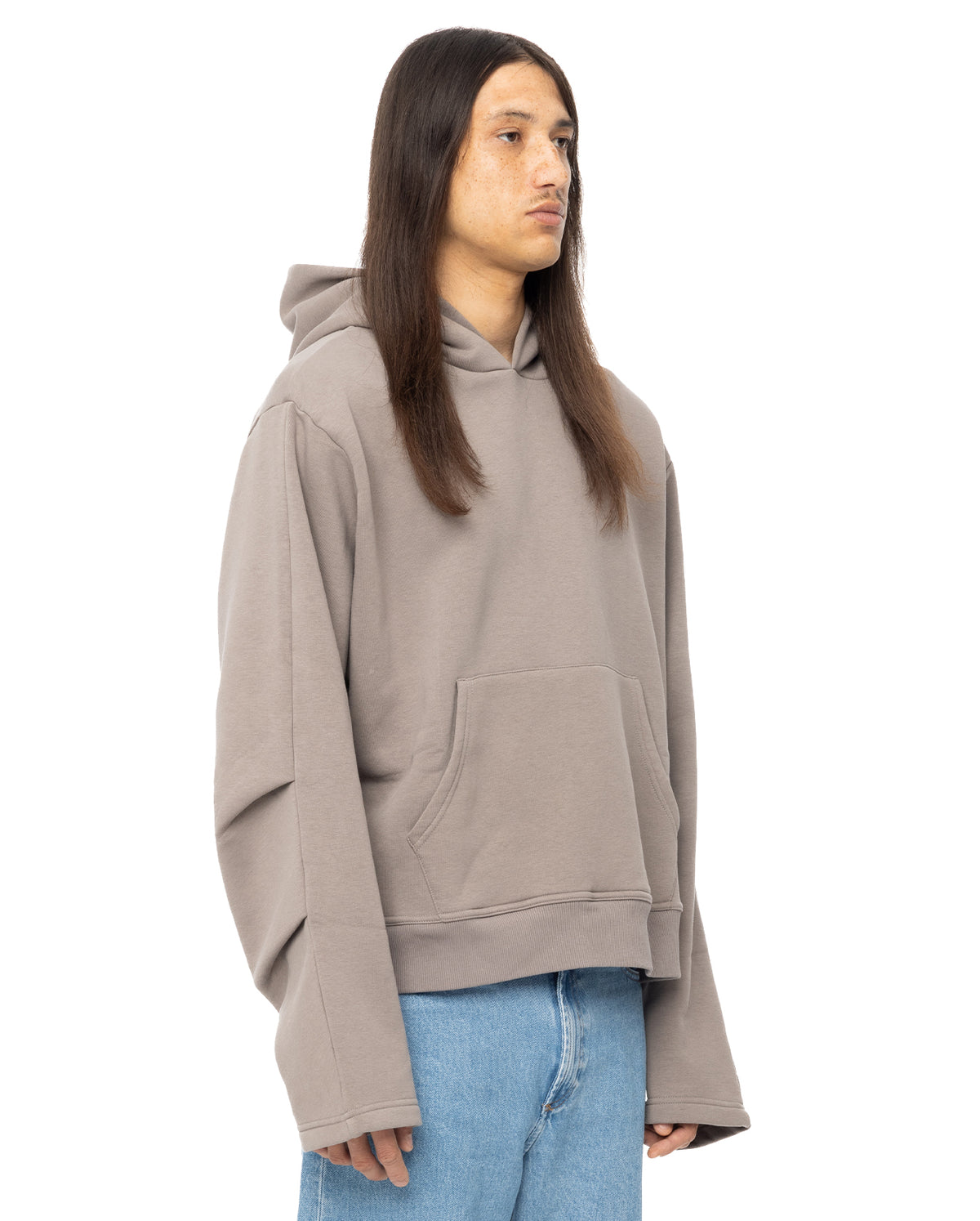 Hoodie With Elbow Pleats - Taupe