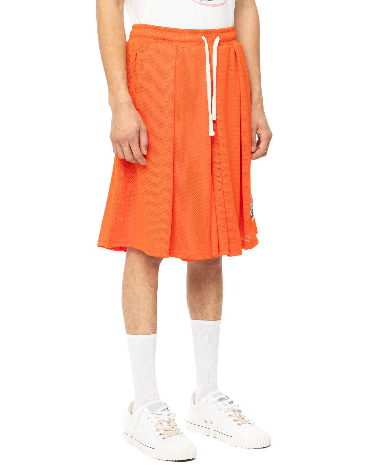 Mesh Pleated Hakama Shorts - Orange