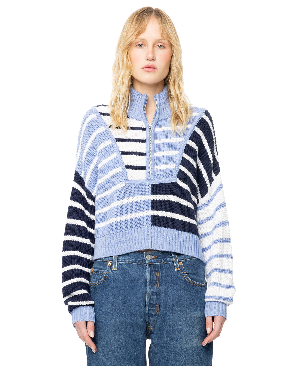 Cropped Hampton Sweater - Adriatic Stripe