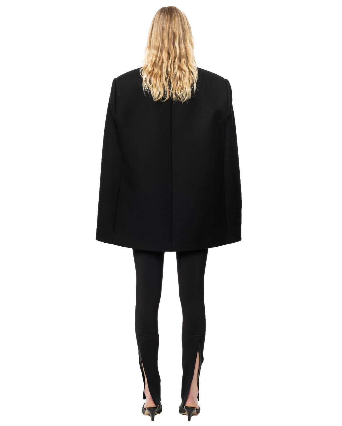 Double Breasted Crop Cape - Black
