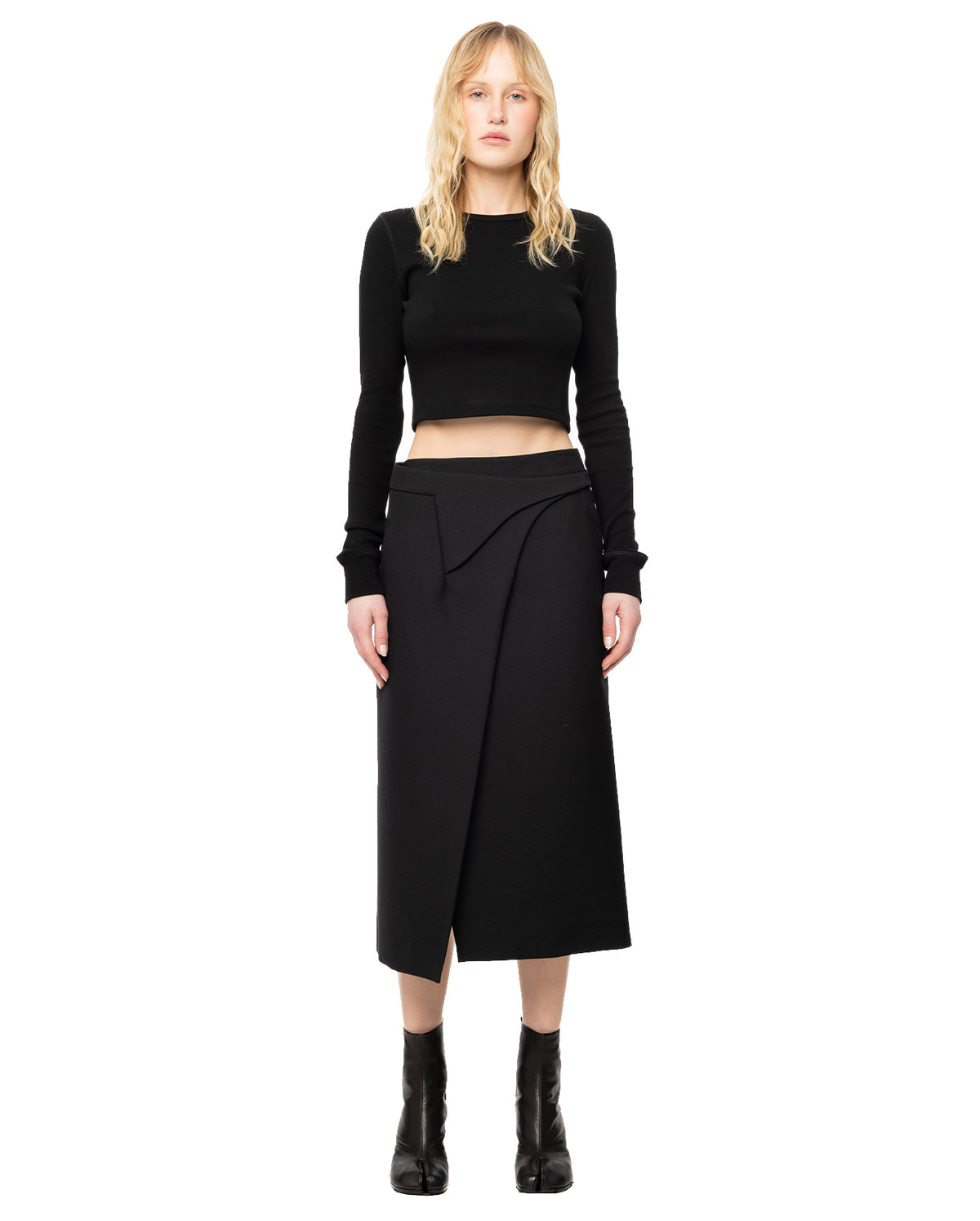 Wrap Midi Skirt - Black