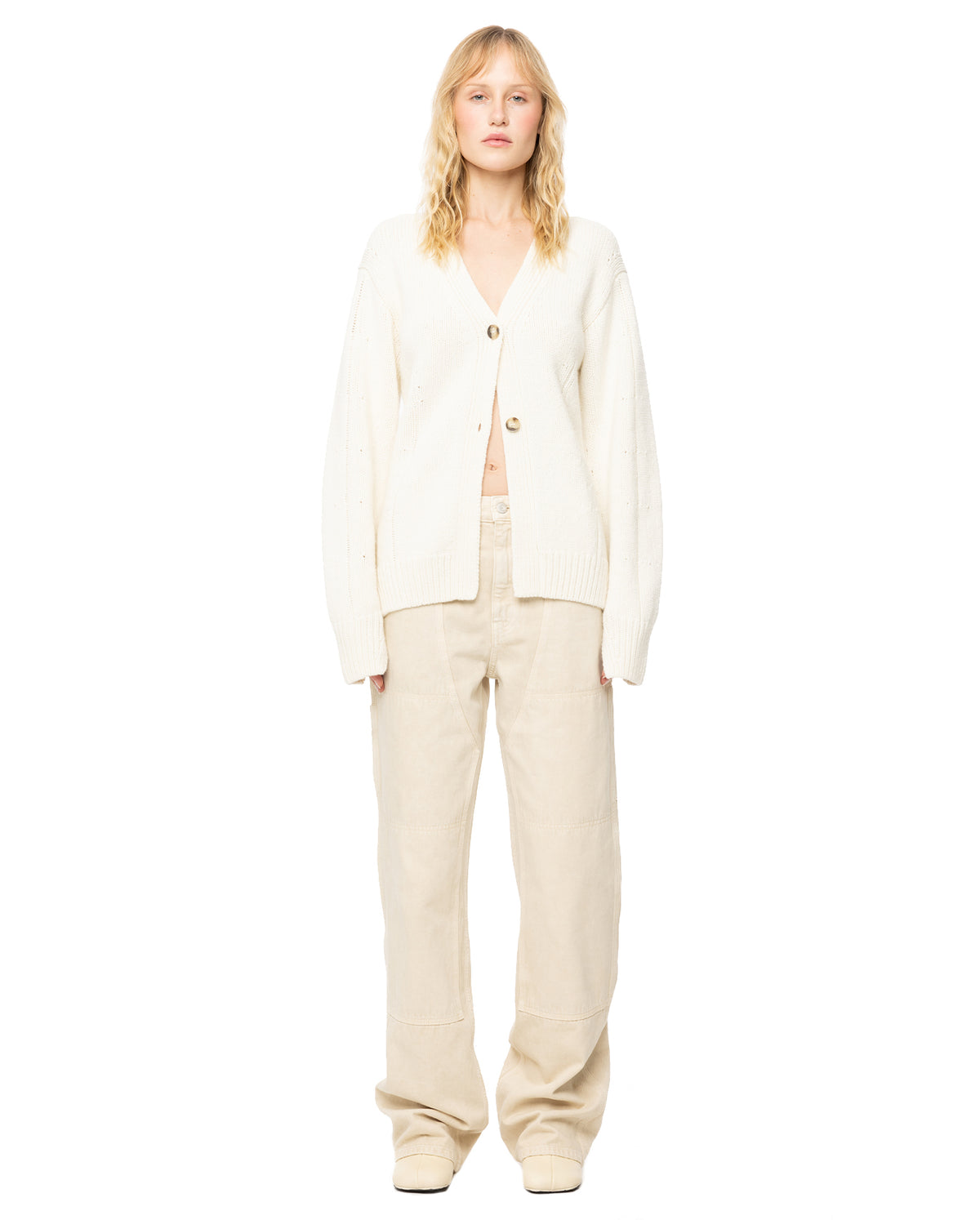Tailored Wool-Blend Cardigan - Ivory