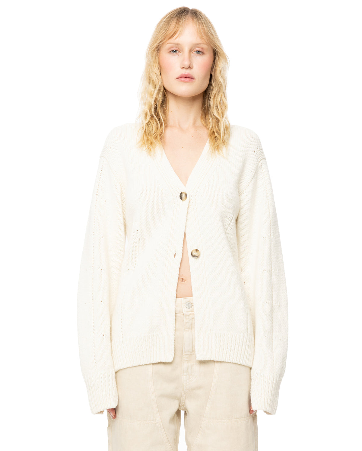 Tailored Wool-Blend Cardigan - Ivory