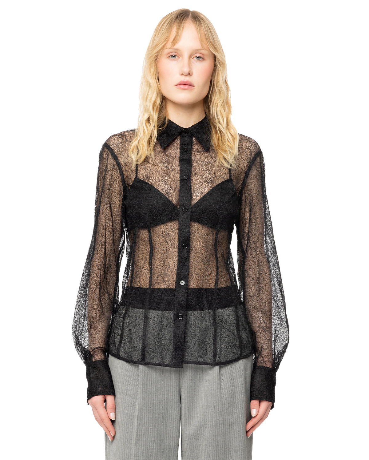 Seamed Shirt Web Lace - Black