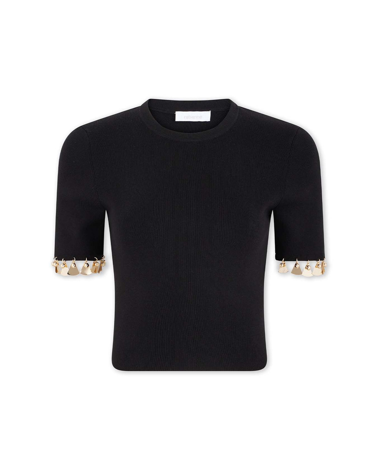 Black Top With Gold Stud Sleeve
