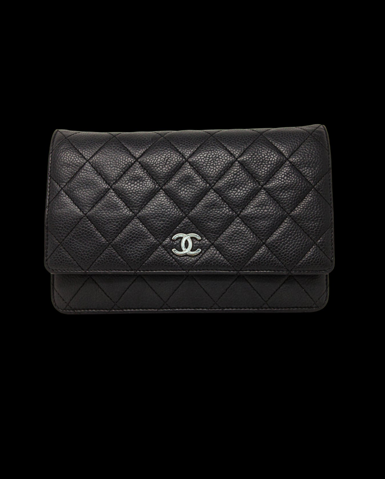 Chanel White Caviar Leather Half Moon Wallet On Chain Chanel