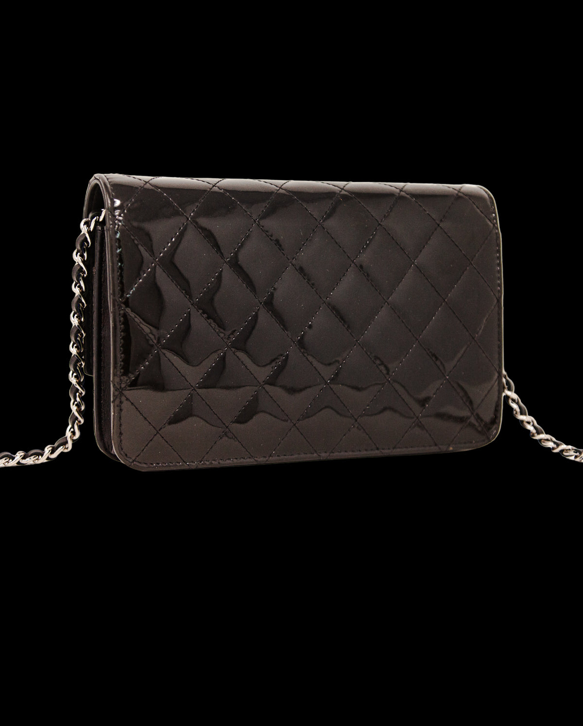 CHANEL Patent Leather Wallet On Chain