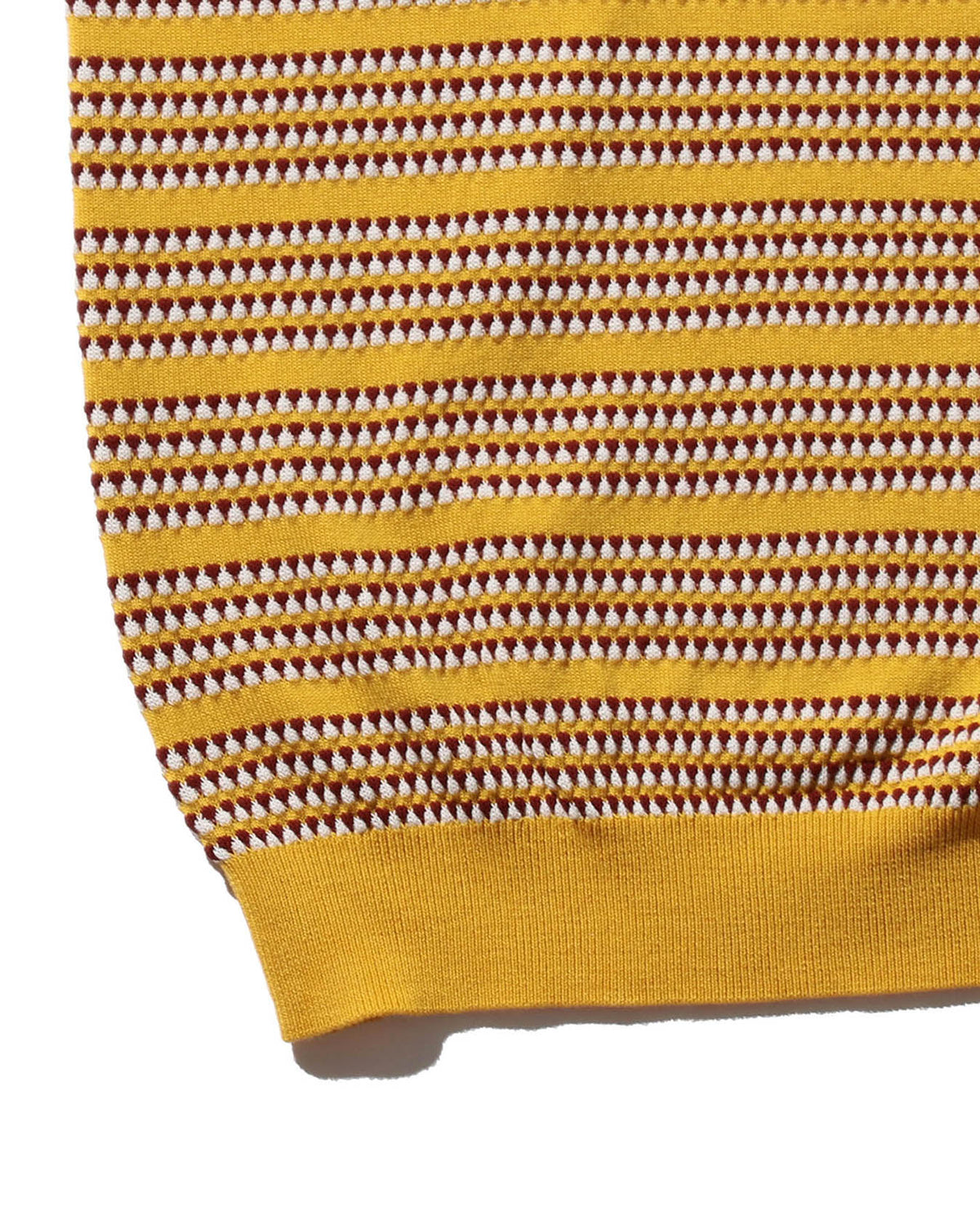 Stripe Half Zip Knitted Polo Jacquard Tee - Yellow