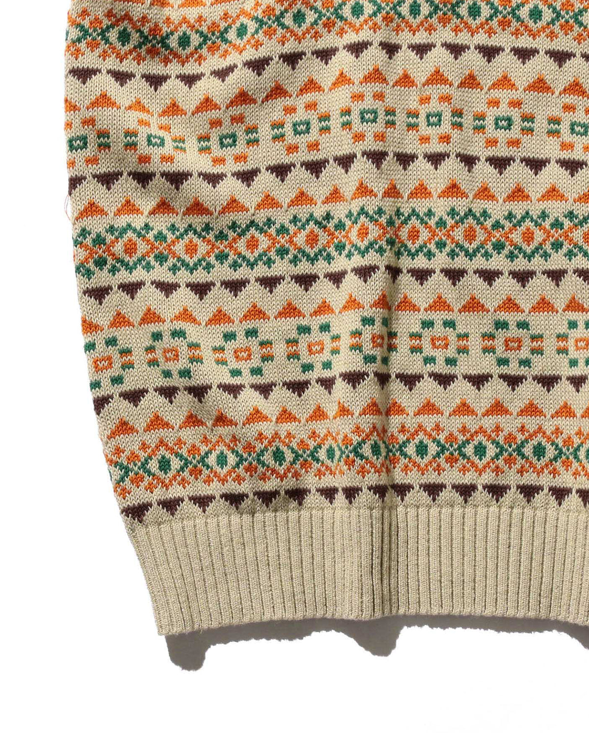 Cotton Linen Fair Isle Pattern Vest - Beige