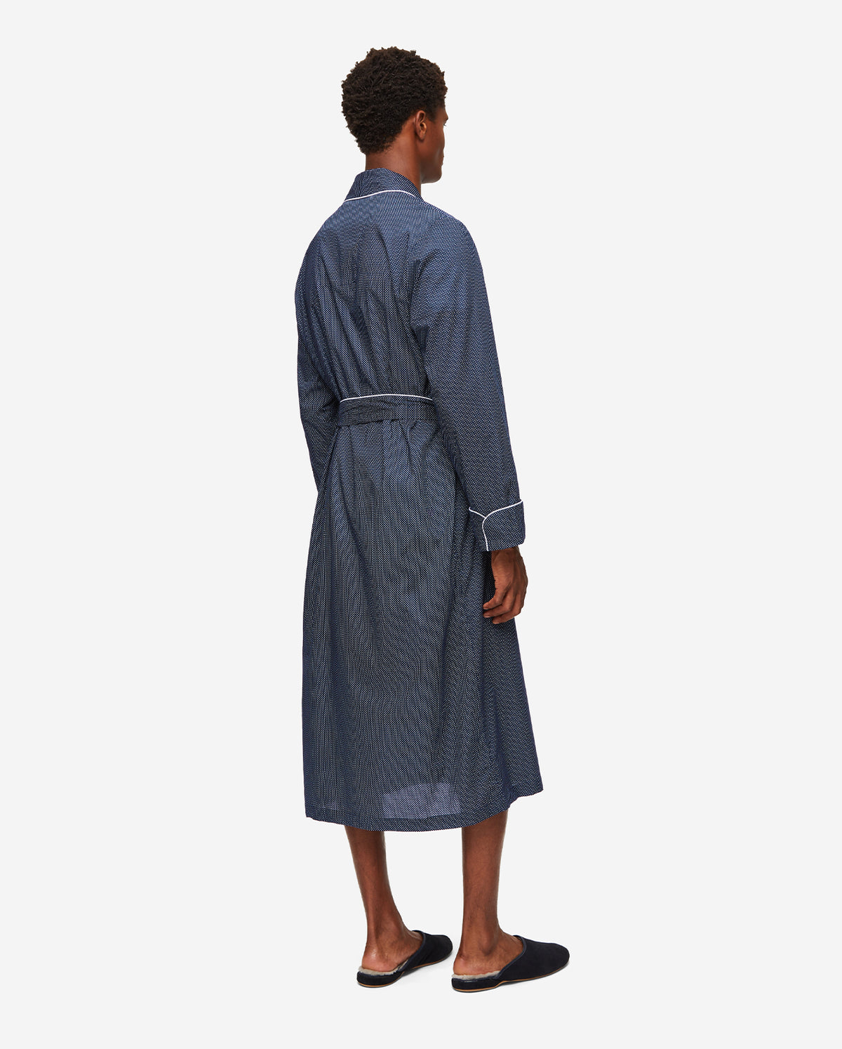 Plaza Robe With Piping - Navy