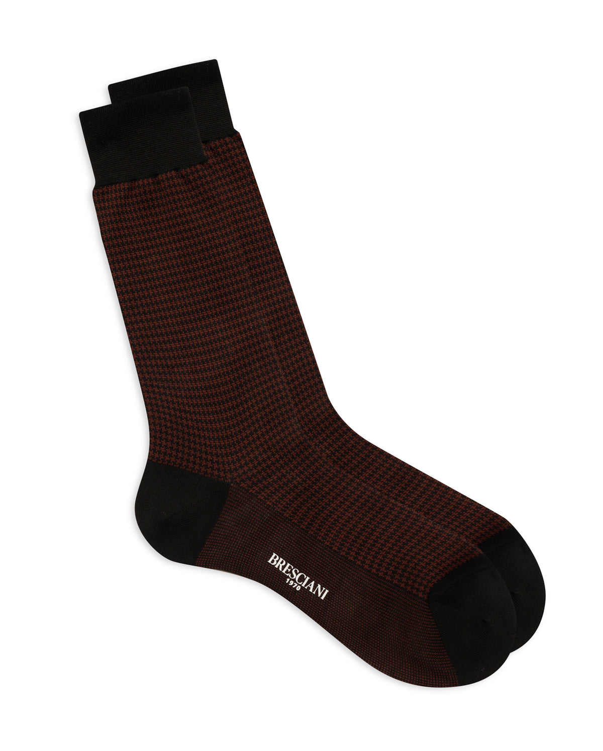 Houndstooth Calf Length Socks - Brown