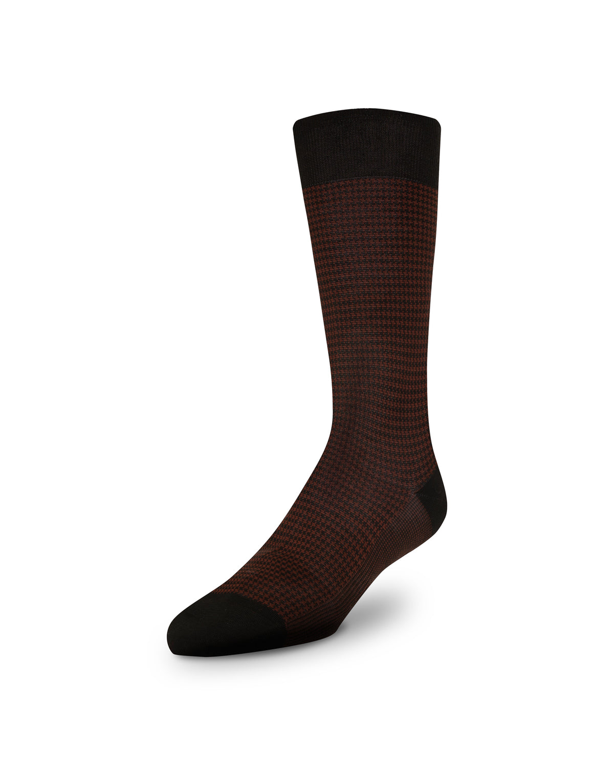 Houndstooth Calf Length Socks - Brown