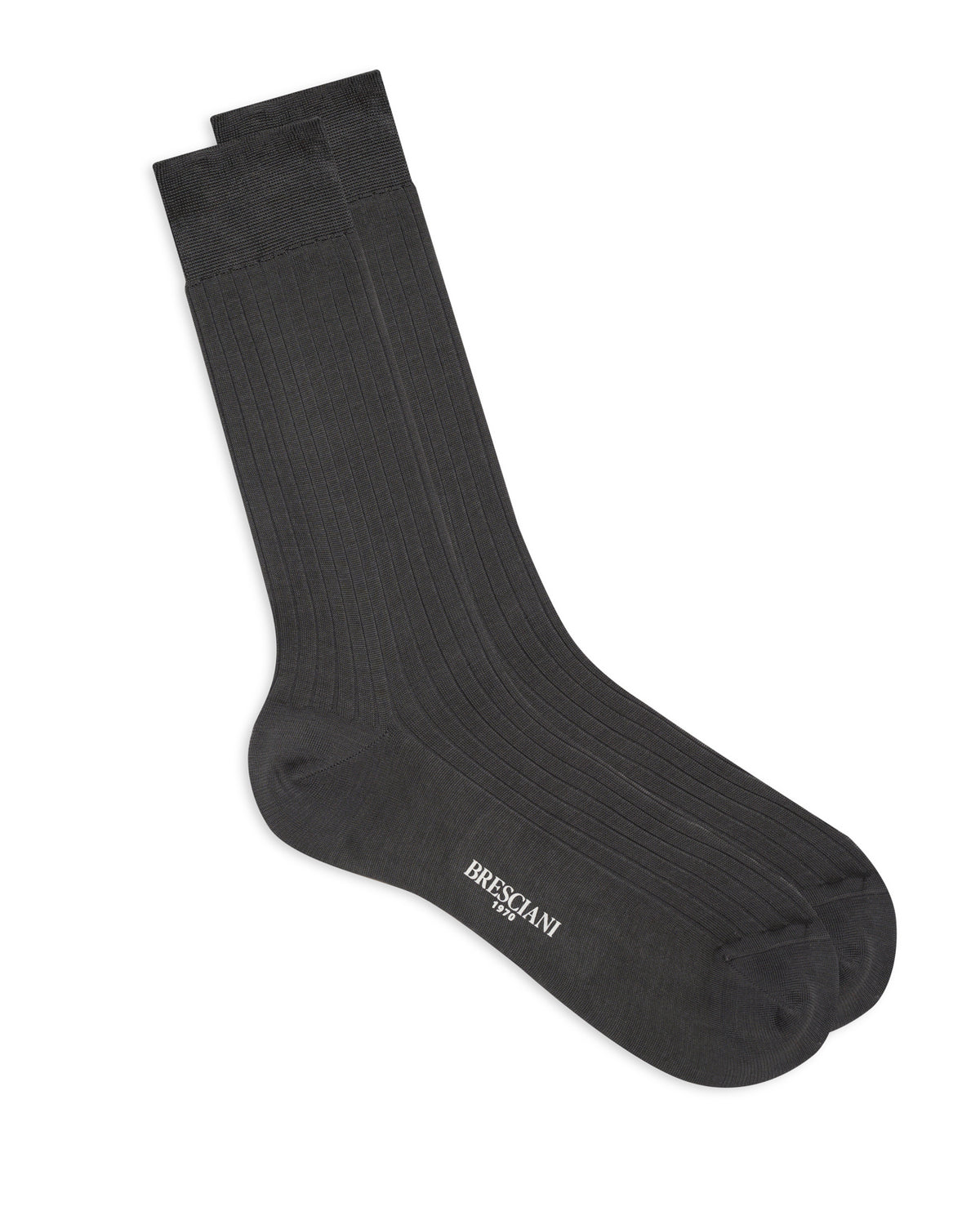 Ribbed Calf Length Socks - Medium Grey