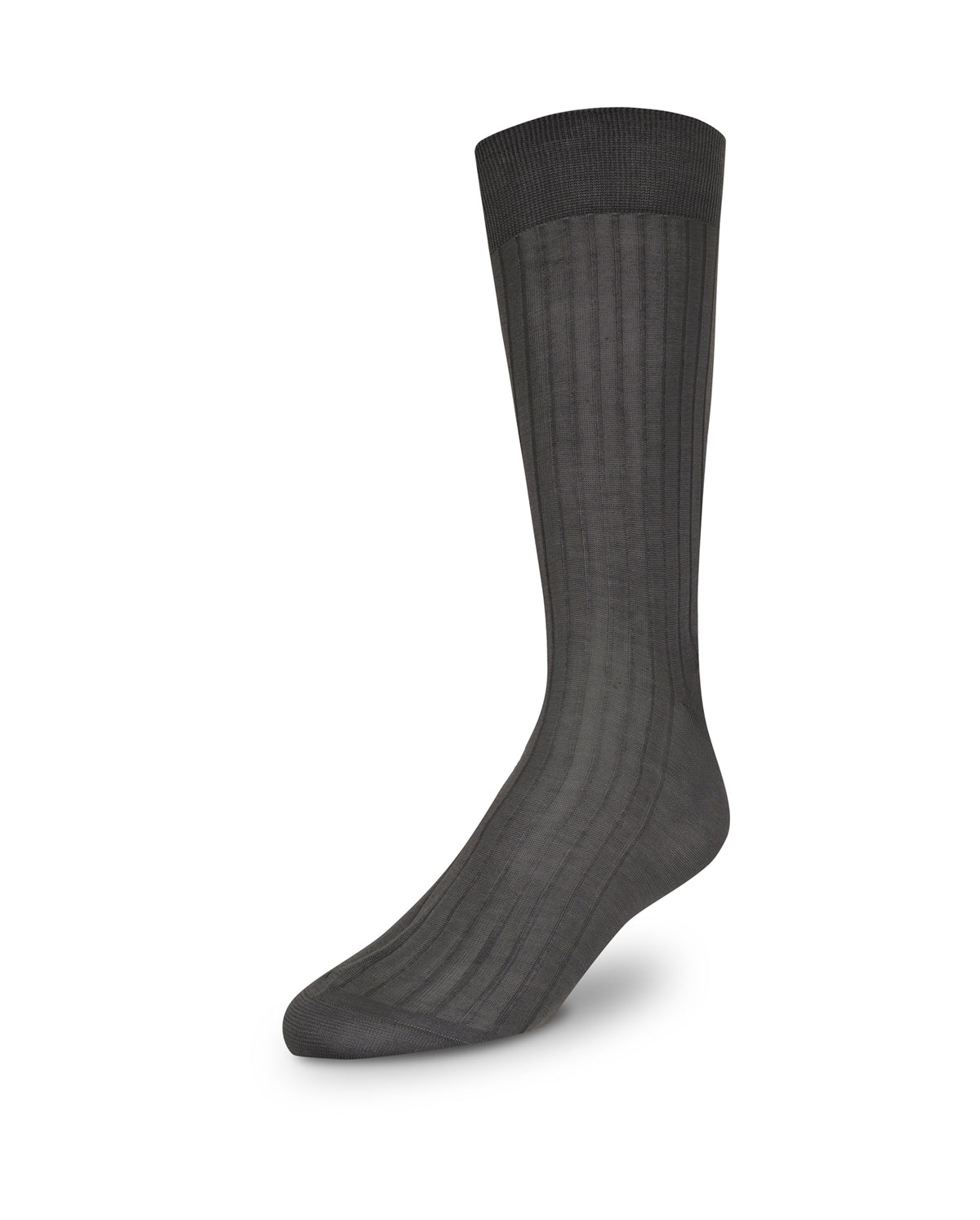 Ribbed Calf Length Socks - Medium Grey