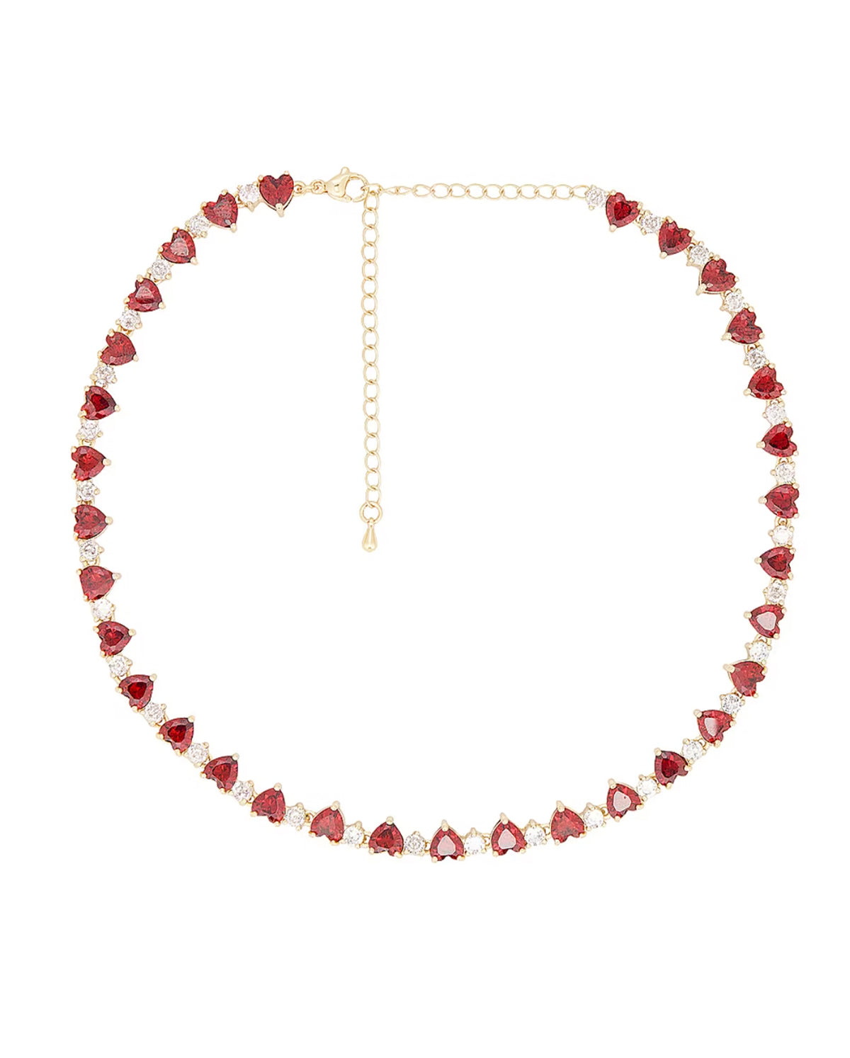 Heart To Herat Tennis Necklace In Red