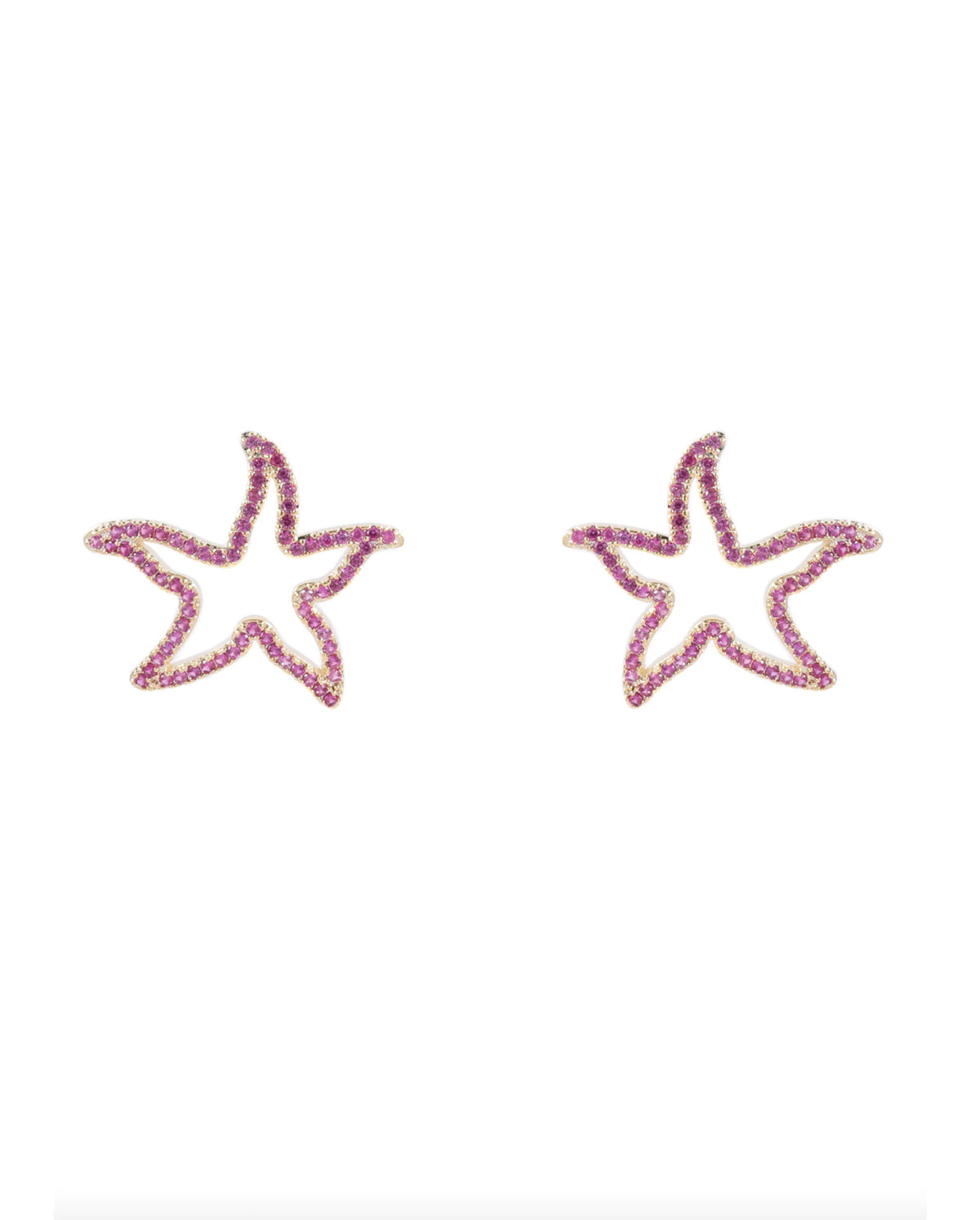Sea Star Bling Earrings In Hot Pink