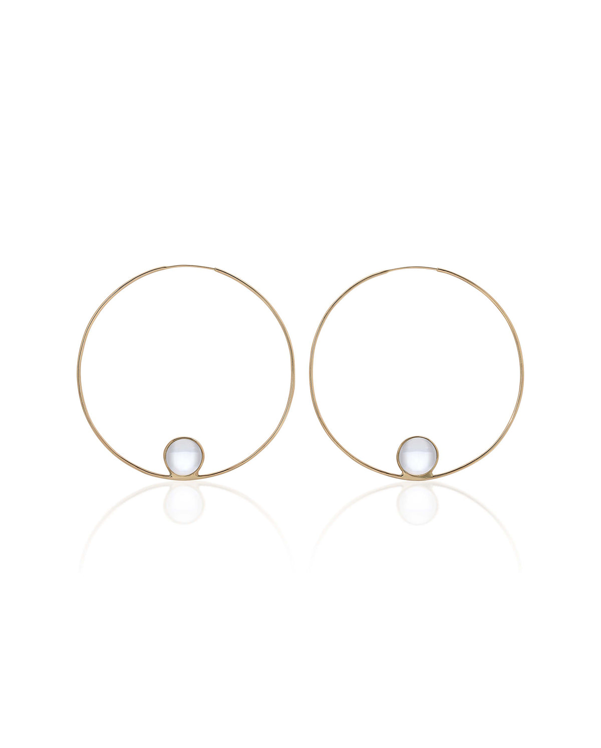 Quartz And 14K Gold Halo Hoops