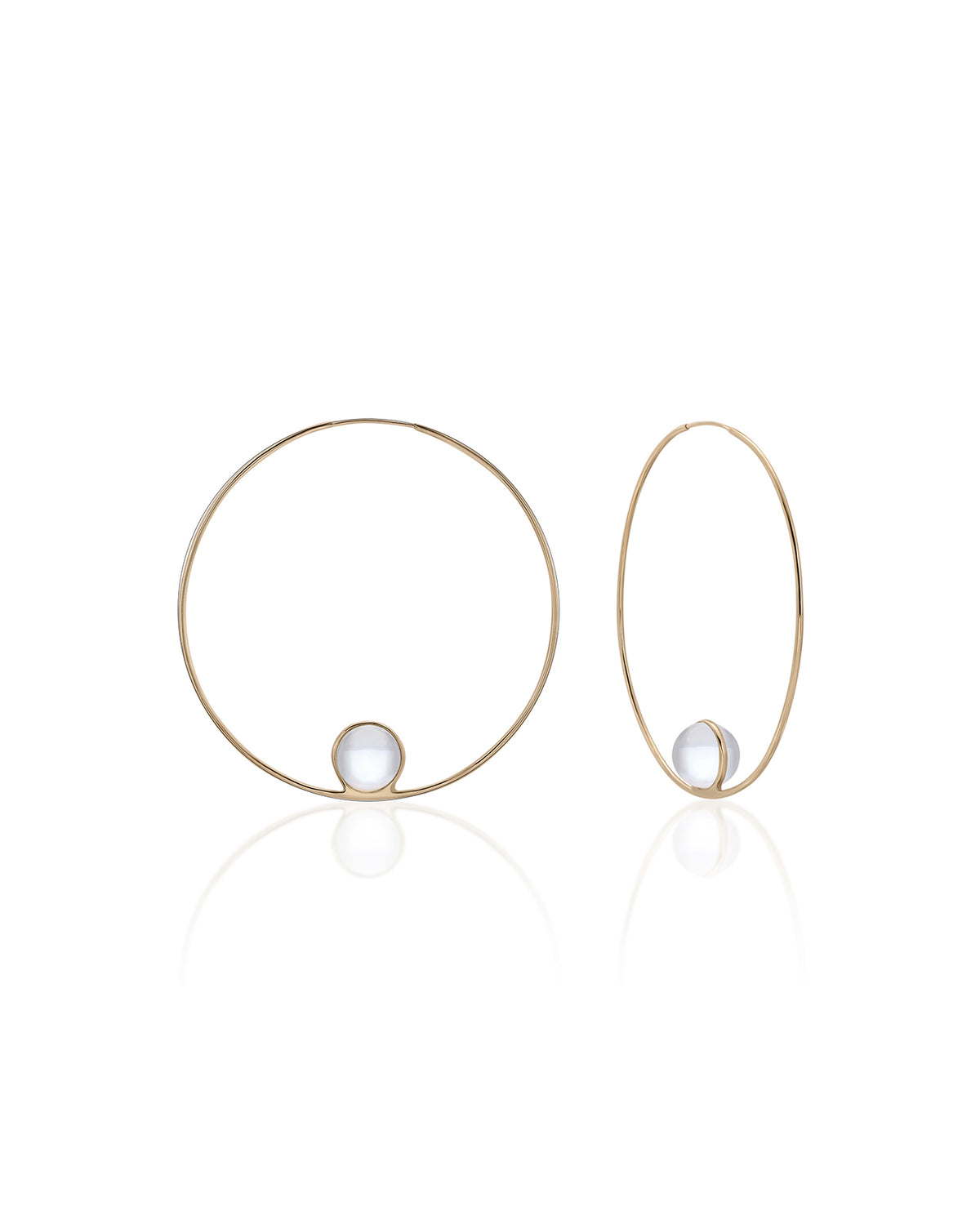 Quartz And 14K Gold Halo Hoops