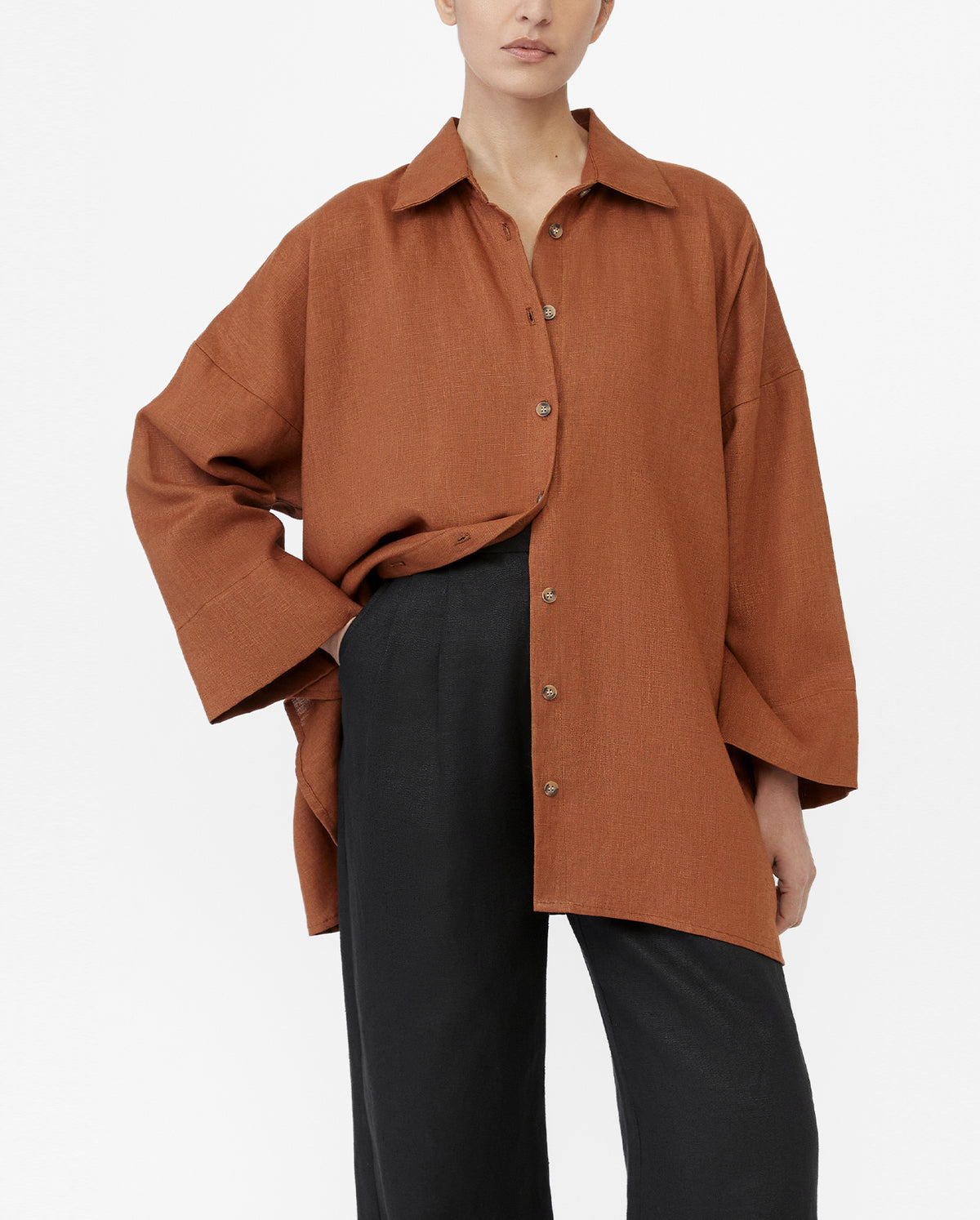Essential Linen Oversized Shirt - Terracotta