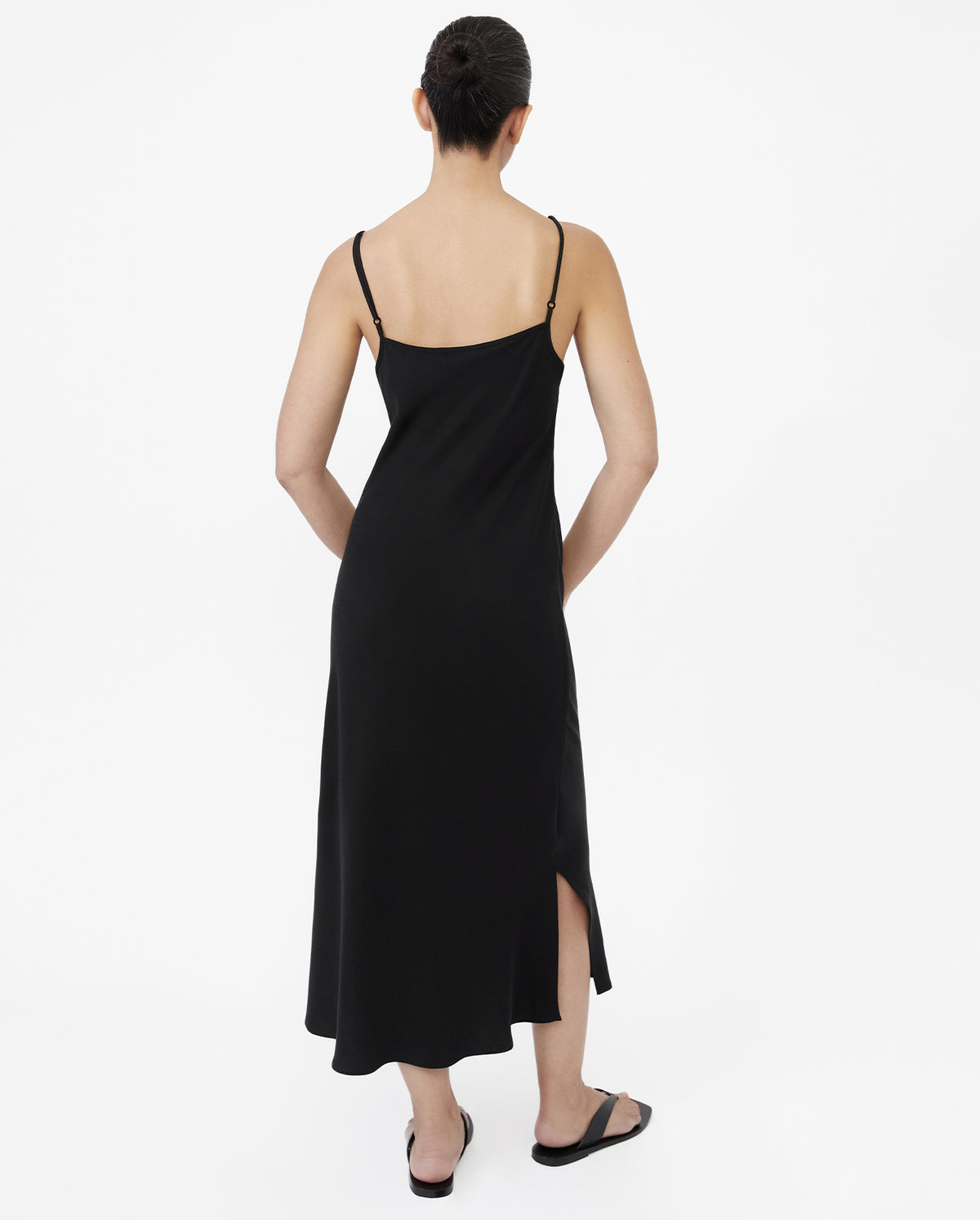 Cotton Cupro Bias Slip Dress - Black