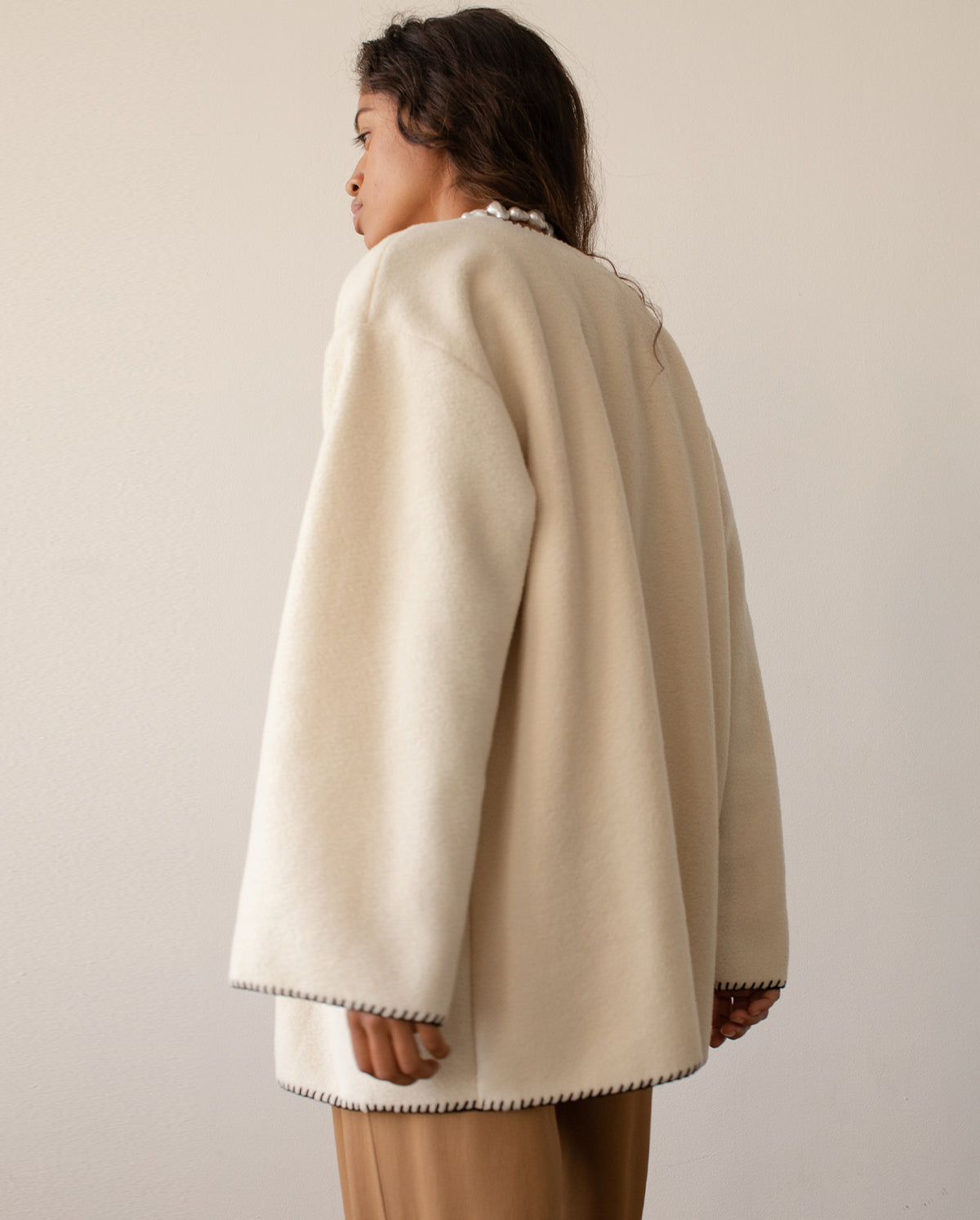 Polar Fleece Stitch Jacket - Creme