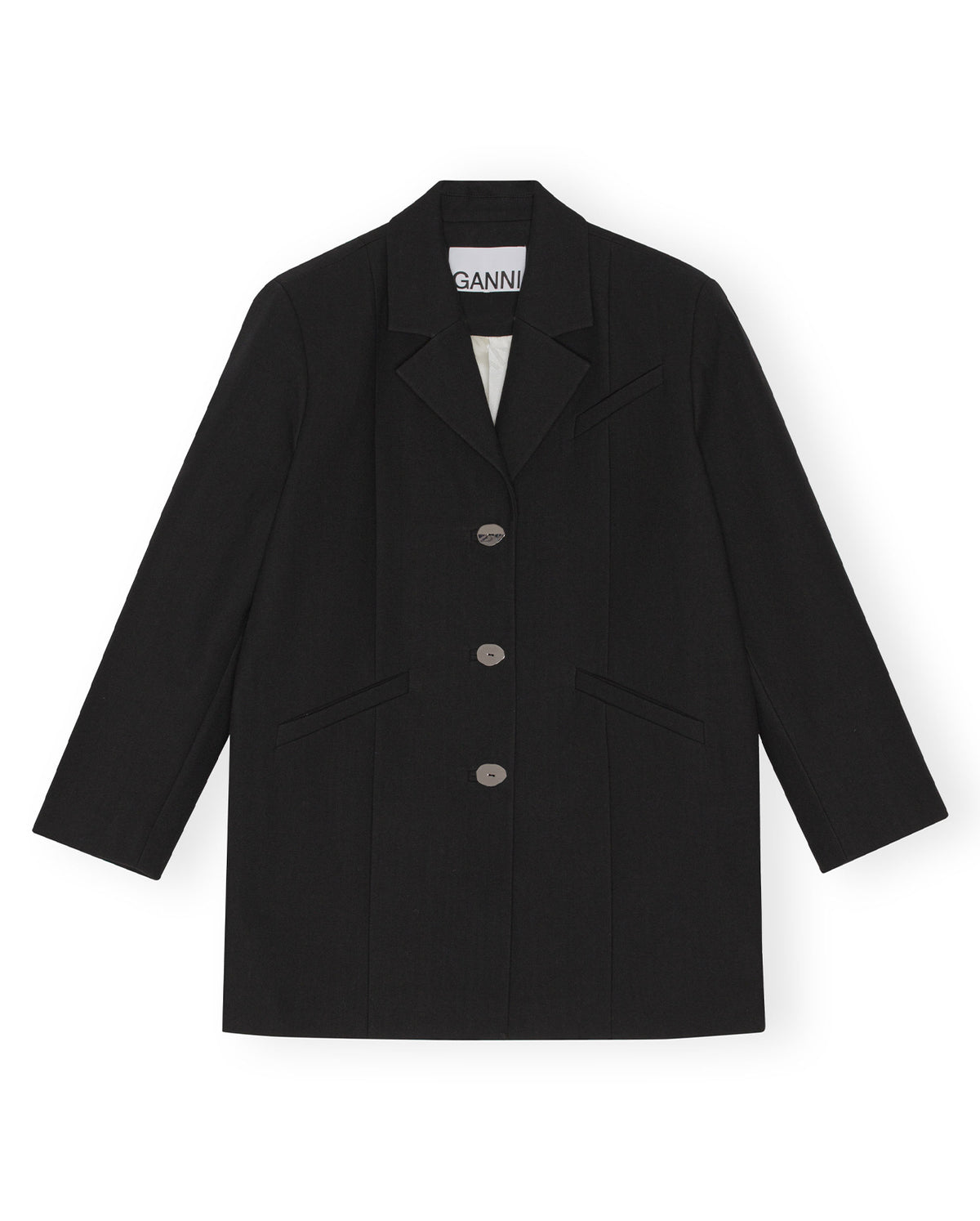 Cotton Suiting Oversized Blazer - Black