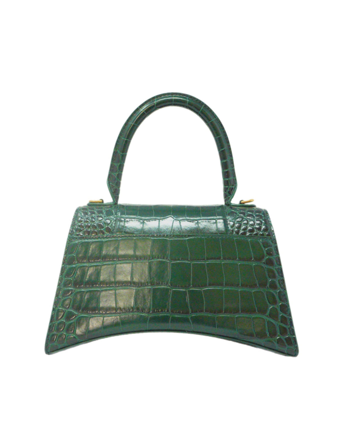 BALENCIAGA Crocodile Embossed Hourglass Handbag