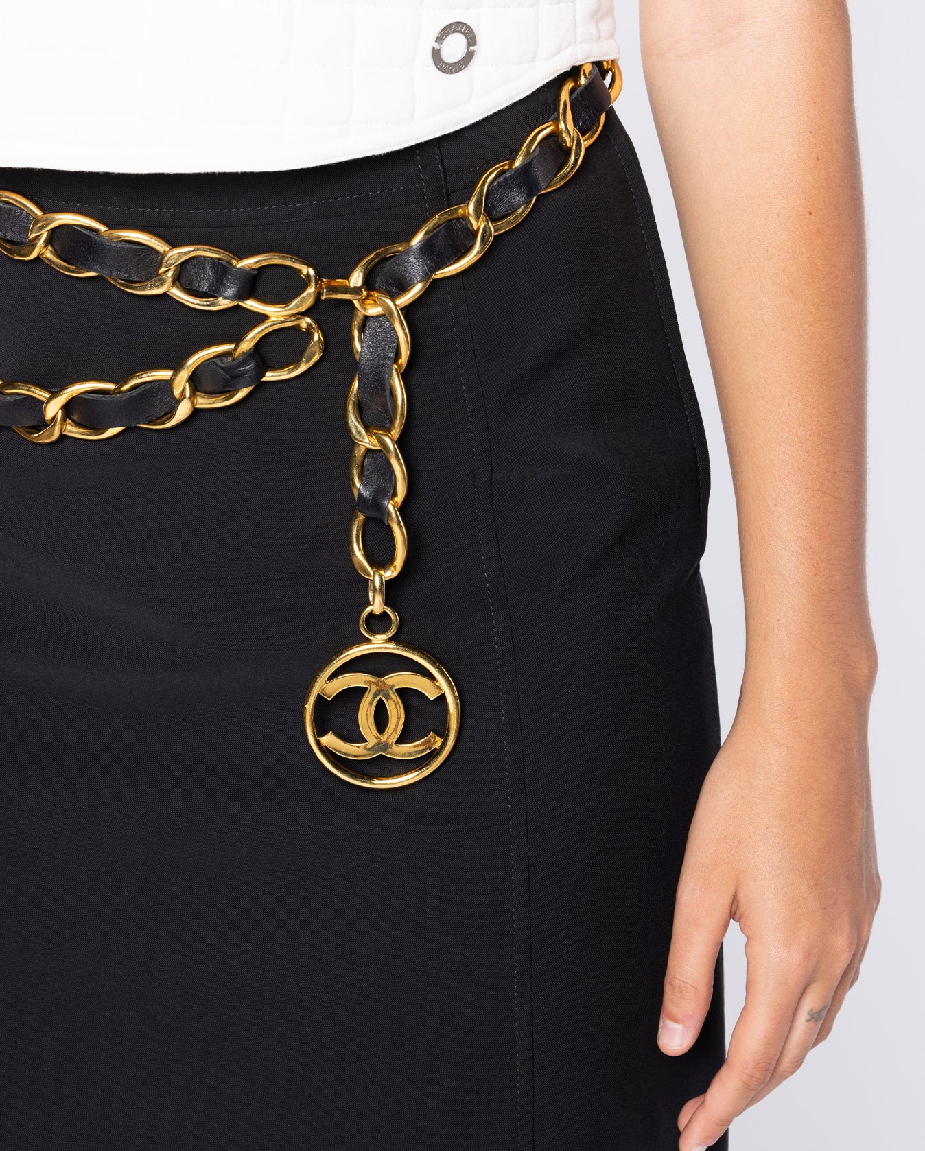 Chanel Chanel White Quilted Leather CC Twist Lock Belt