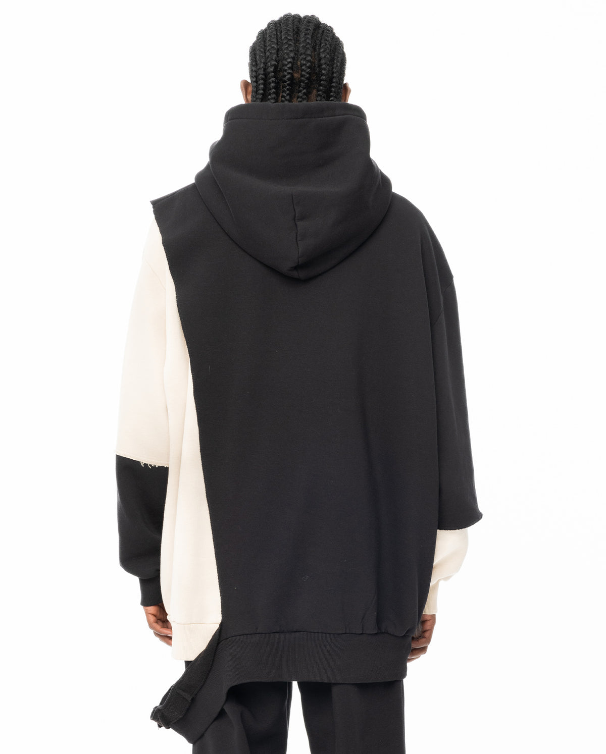 Spliced Cotton Jersey Hoodie - Beige/Black