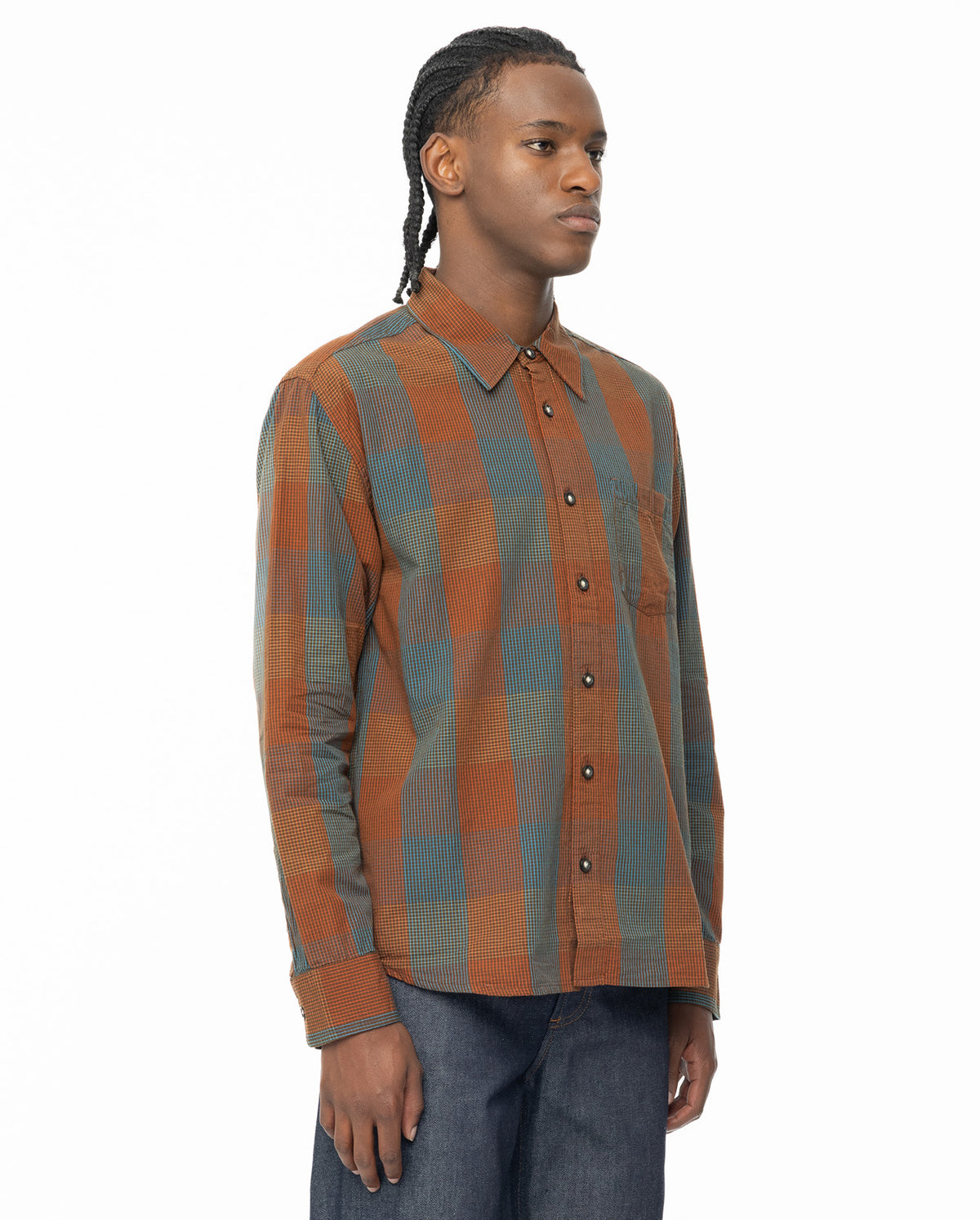 Electric Stripe Plaid Long Sleeve Shirt - Multi